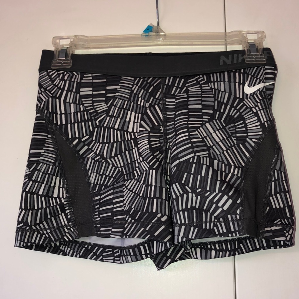 Grey and White Nike Pro Spandex Shorts